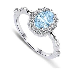 Women Engagement Wedding Ring,S925 Sterling Silver 1 Carat High-Carbon Diamond E